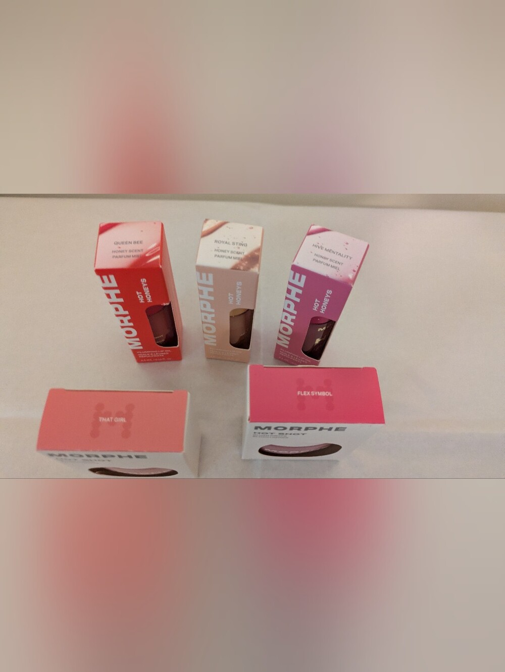 Morphe Tinted Lip Oils, Hot Shot Blush, Lip Pencil Coral, Nude & Pink